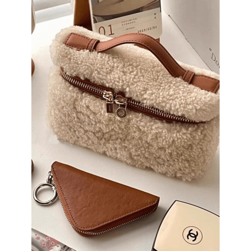 Lamb Plush Bag - Light Brown Insulated Everyday Food Carrier