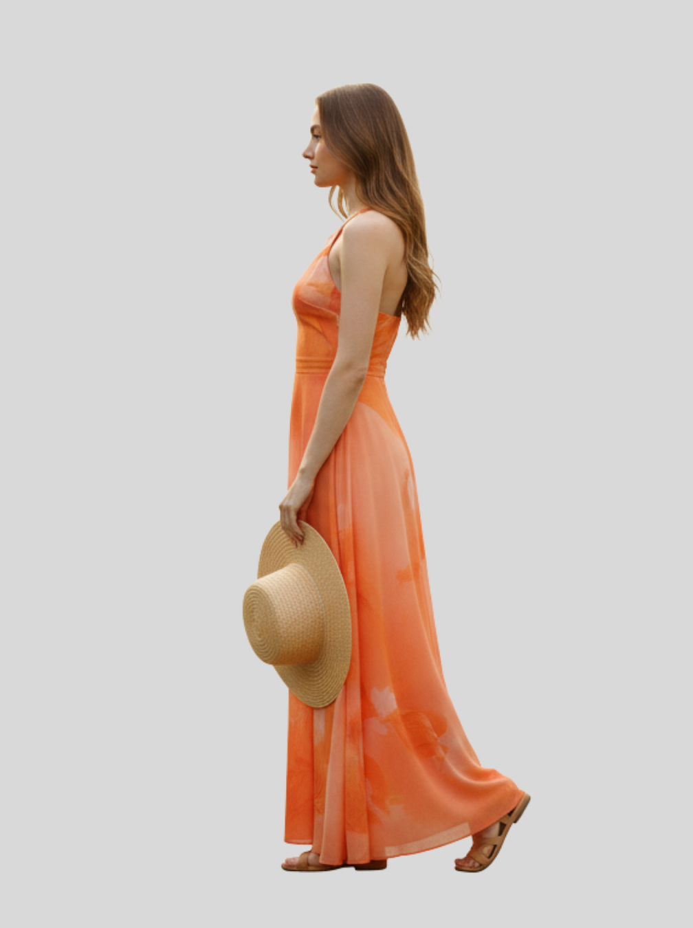 Floral Square Neck Dress - Long