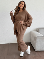 Women's Cotton Maternity Set - Long-Sleeve Top & Trousers