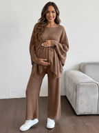 Women's Cotton Maternity Set - Long-Sleeve Top & Trousers