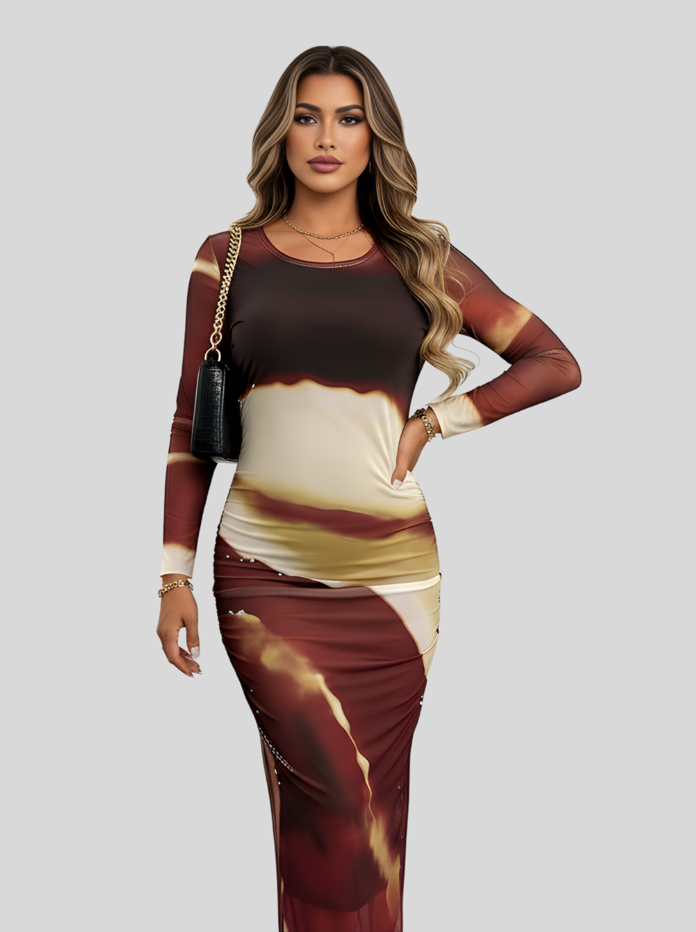 Maternity Bodycon Maxi Dress - Long Sleeve