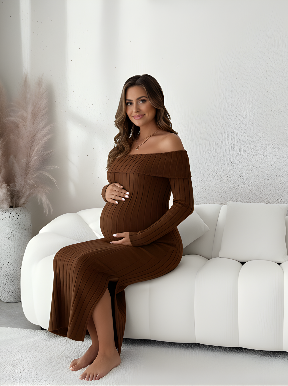 Chiffon Maternity Dress - Ruffled Hem