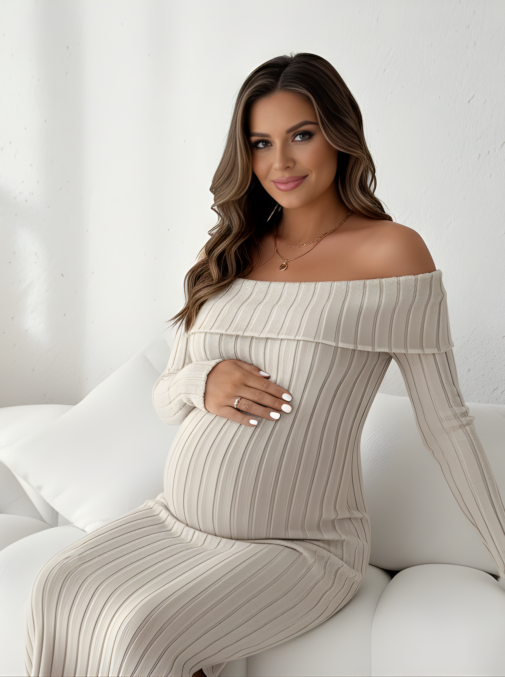 Chiffon Maternity Dress - Ruffled Hem