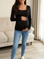 Cotton Maternity Frill T Shirts 3 Pack - Scoop Neck