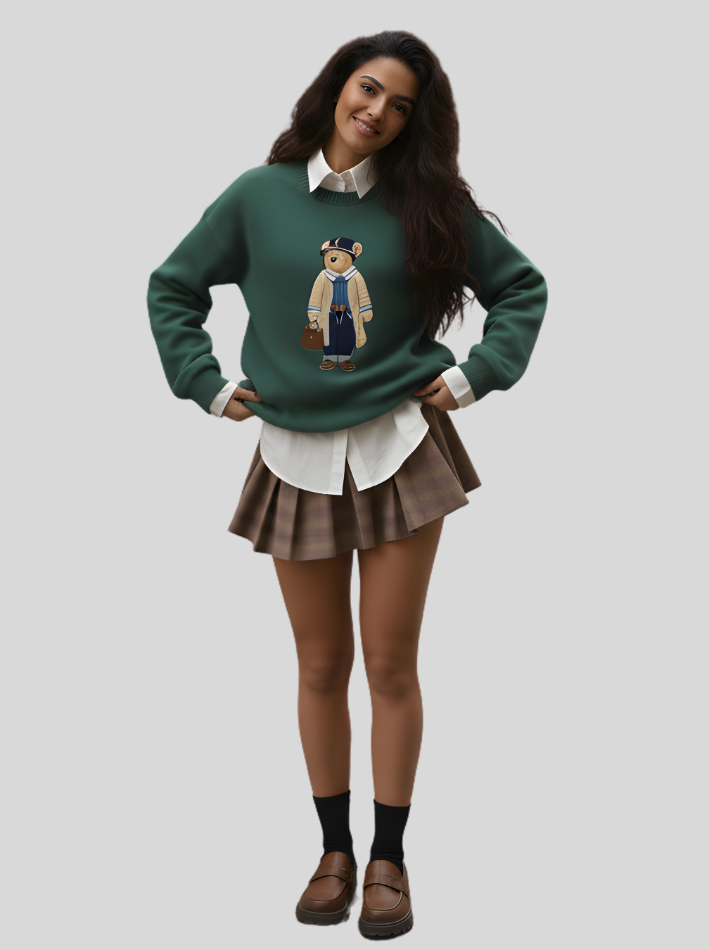 Cartoon Bear Sweater - Crew Neck