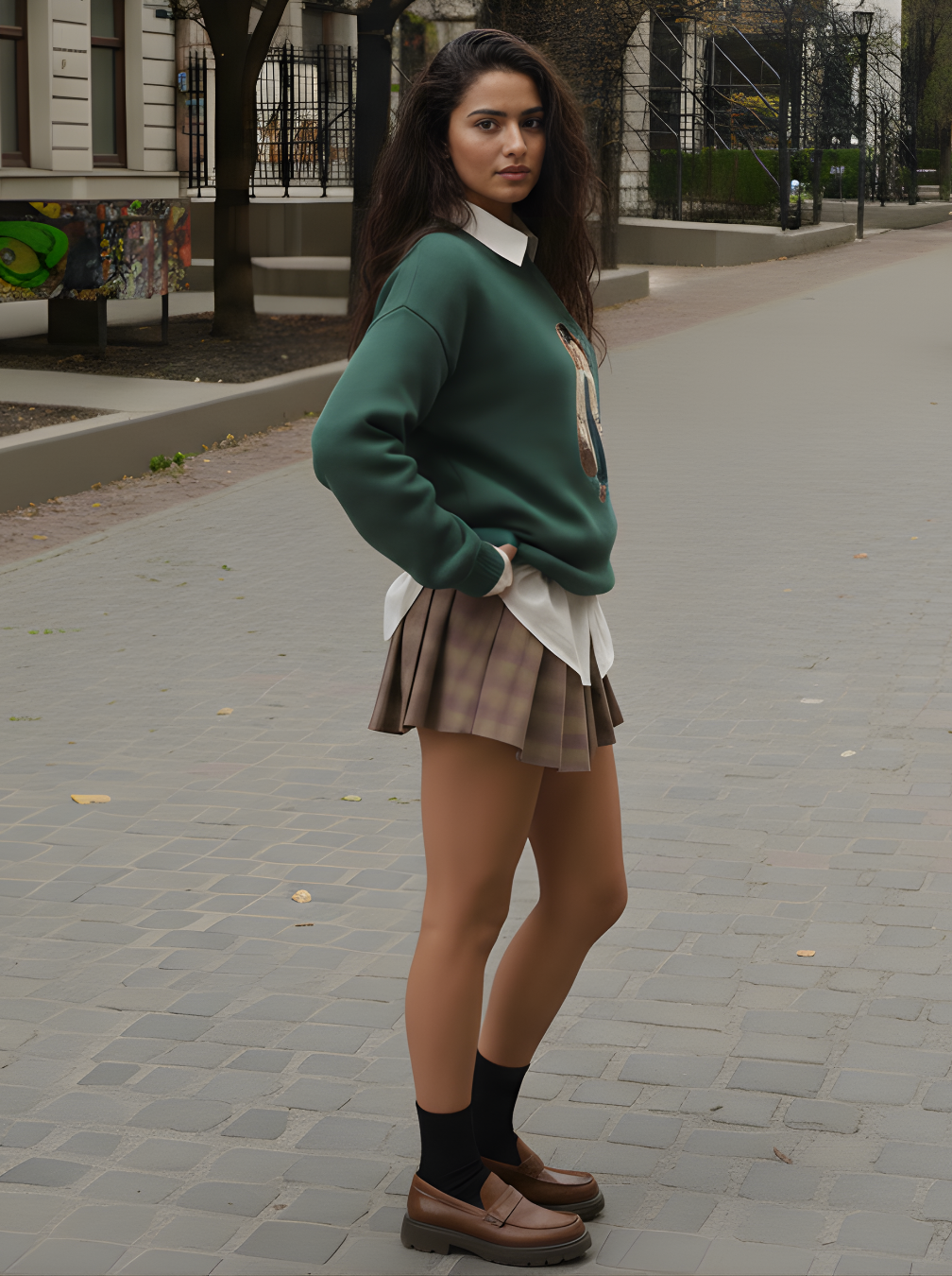 Cartoon Bear Sweater - Crew Neck