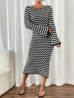 Black White Striped Dress - Long