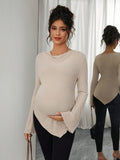 Cotton Maternity Drawstring T Shirt - Asymmetrical