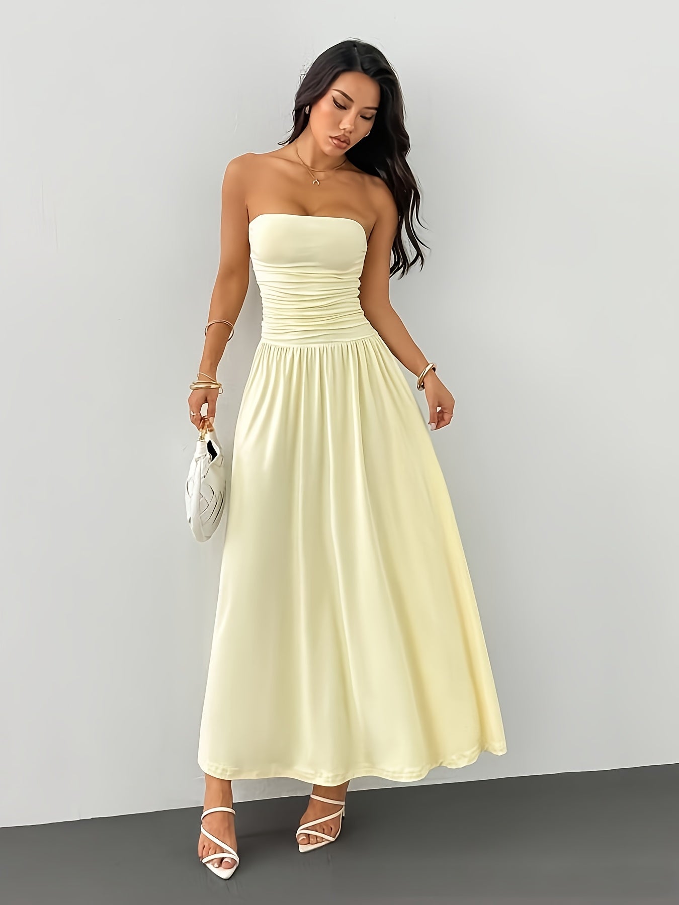 Jersey Ruched Maxi Dress - Draped