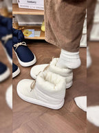 Fabric Lace Up Snow Boots - Warm