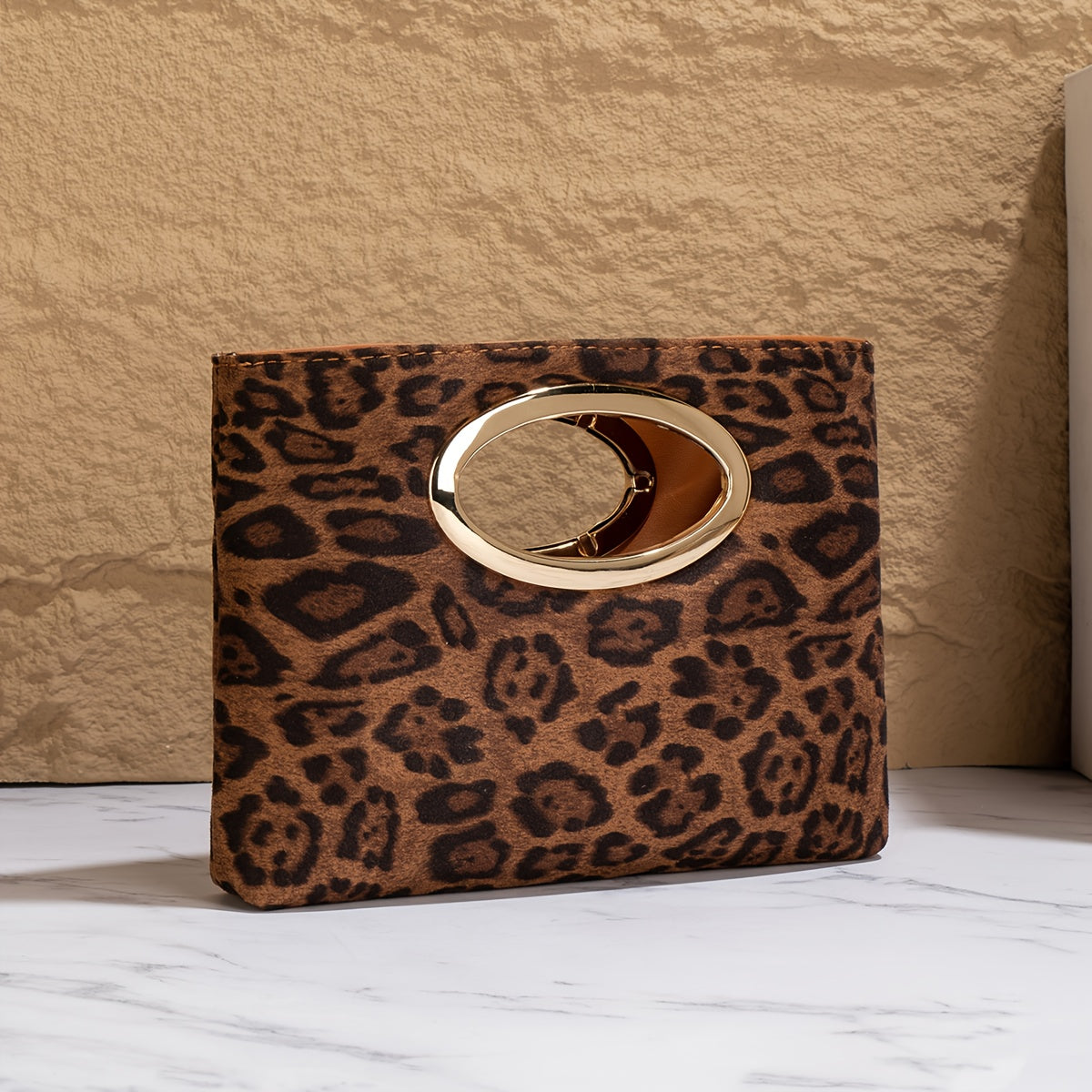 Women’s Leopard Print Clutch Bag - Magnetic Closure Elegant Evening Handbag