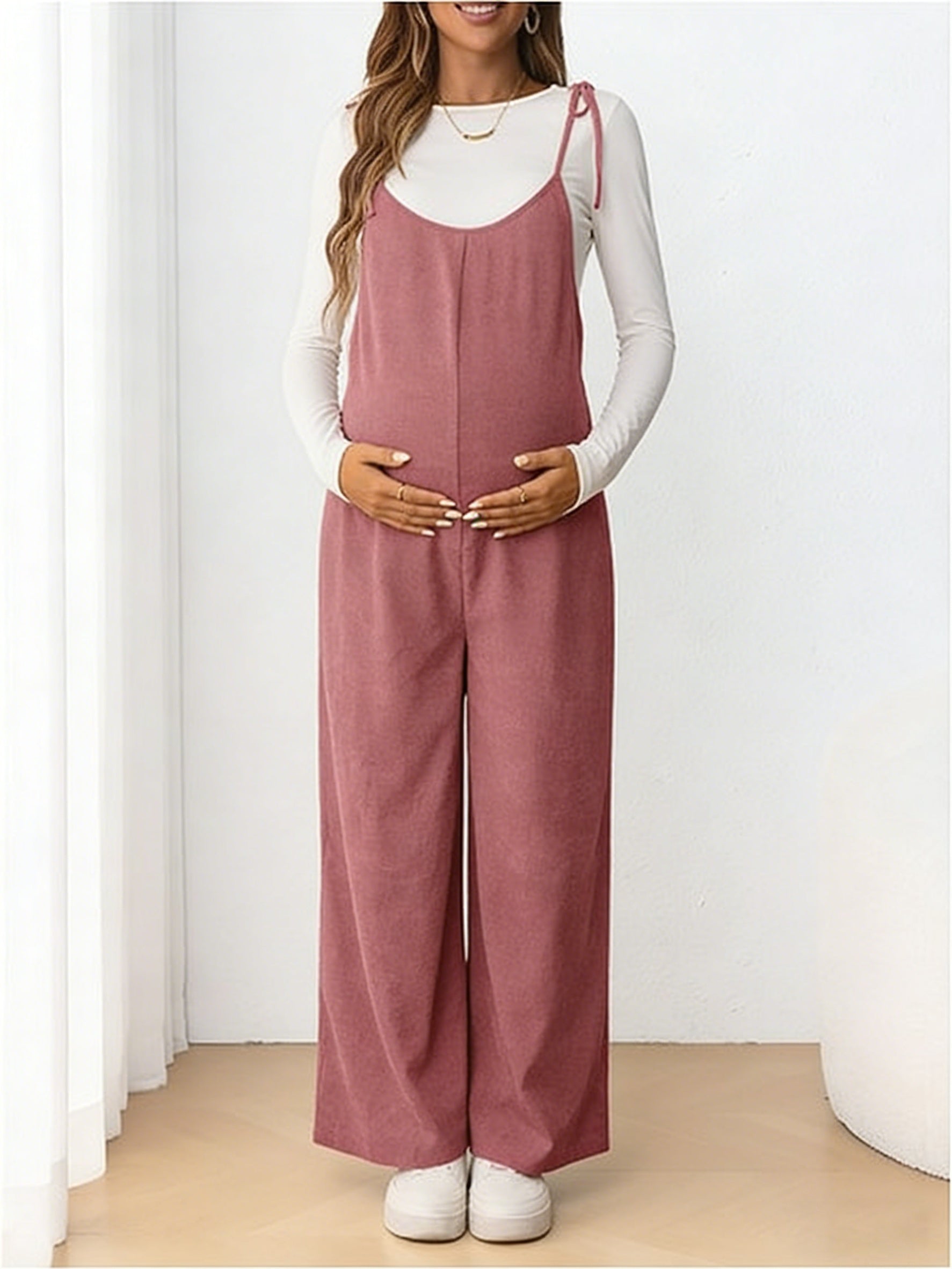 Denim Maternity Overalls - Wide Leg