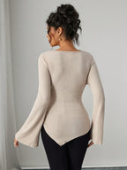 Cotton Maternity Drawstring T Shirt - Asymmetrical