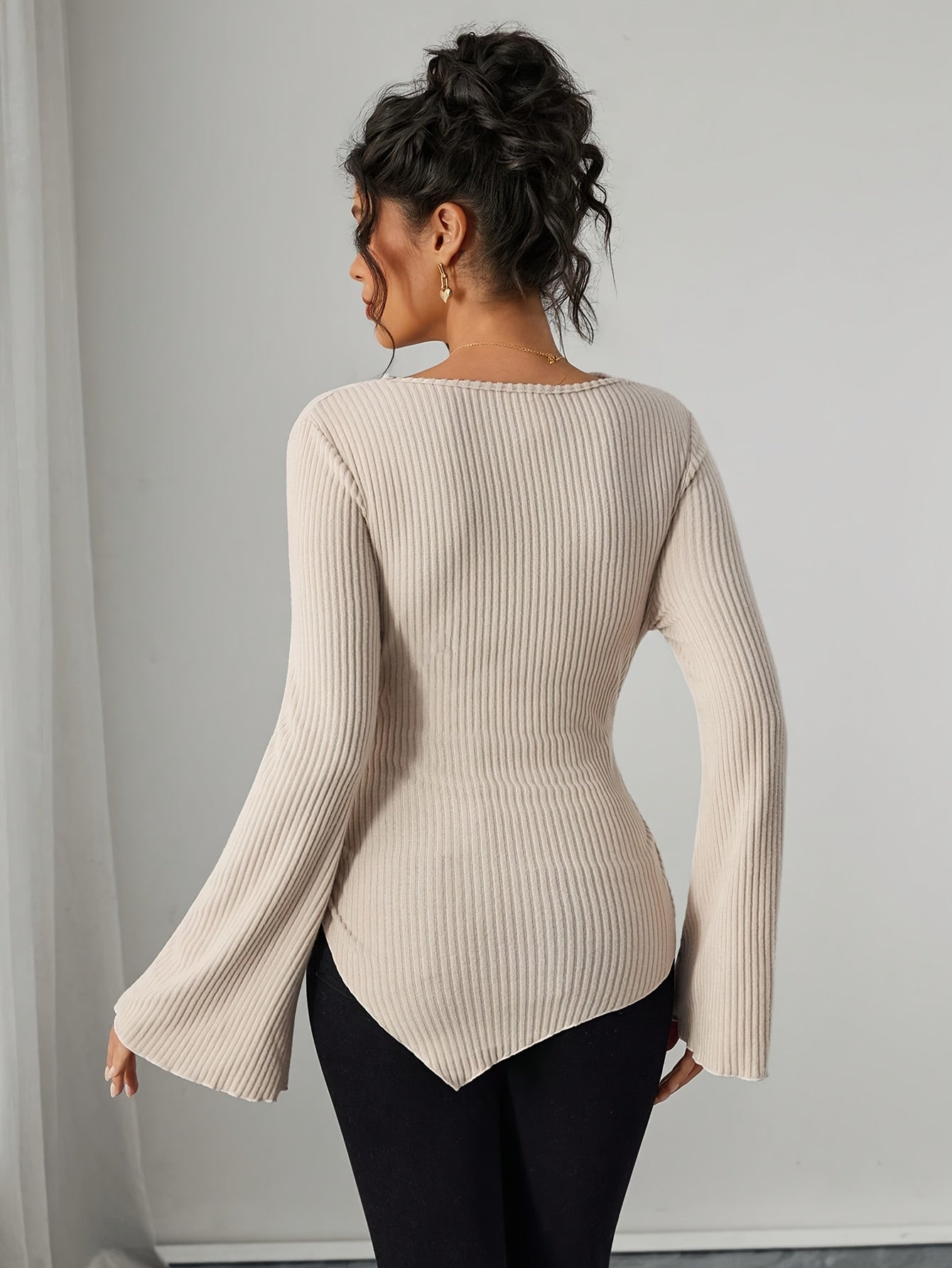 Cotton Maternity Drawstring T Shirt - Asymmetrical