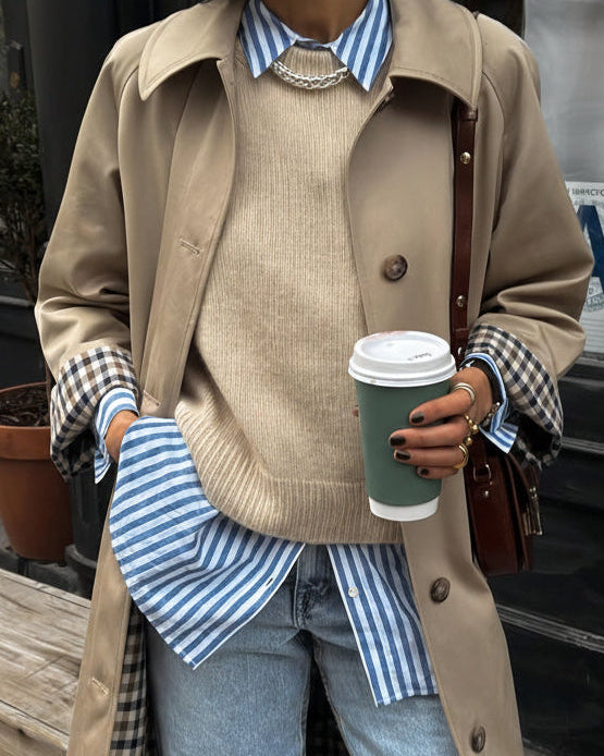 Women’s Vintage Wool Button Up Jacket Classic Warm Coat