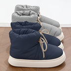 Fabric Lace Up Snow Boots - Warm