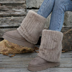 Faux Fur Plus Size Snow Boots - Winter Footwear