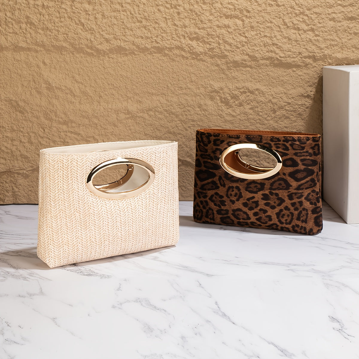 Women’s Leopard Print Clutch Bag - Magnetic Closure Elegant Evening Handbag