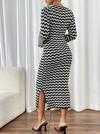 Black White Striped Dress - Long
