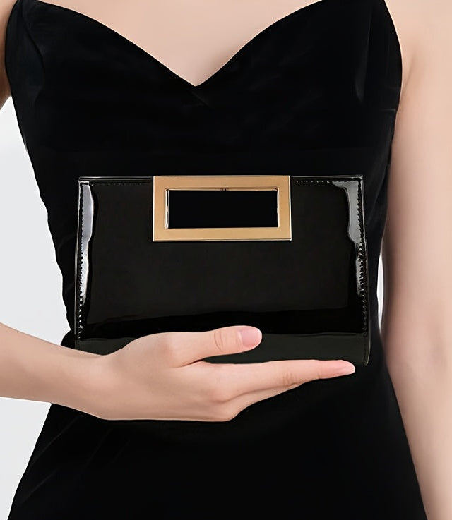 Glossy Evening Clutch Bag - Chain Strap Elegant Party Handbag