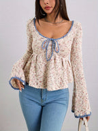 Cashmere V Neck Sweater - Flared Sleeves