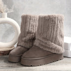 Faux Fur Plus Size Snow Boots - Winter Footwear