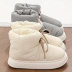 Fabric Lace Up Snow Boots - Warm