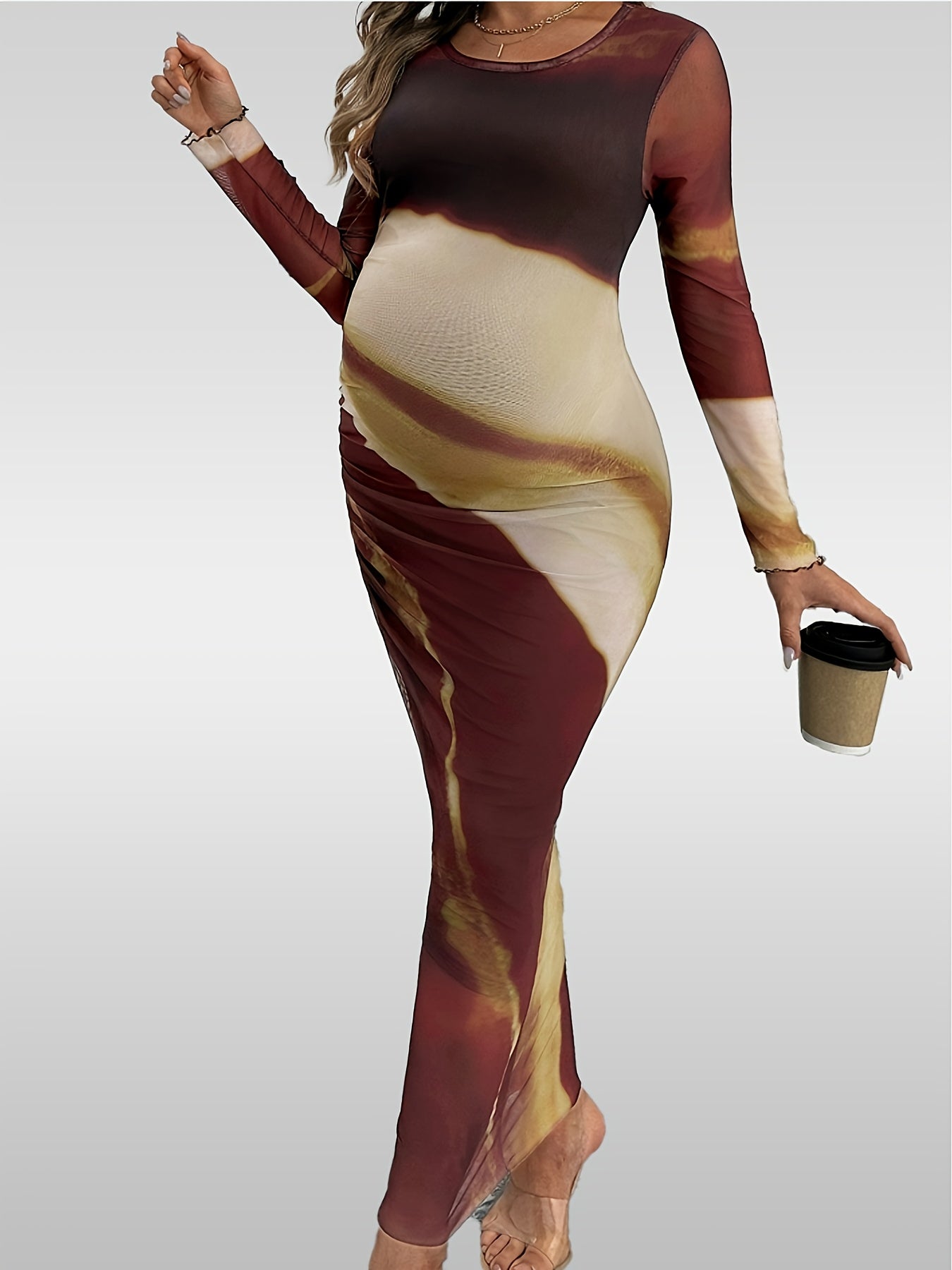 Maternity Bodycon Maxi Dress - Long Sleeve