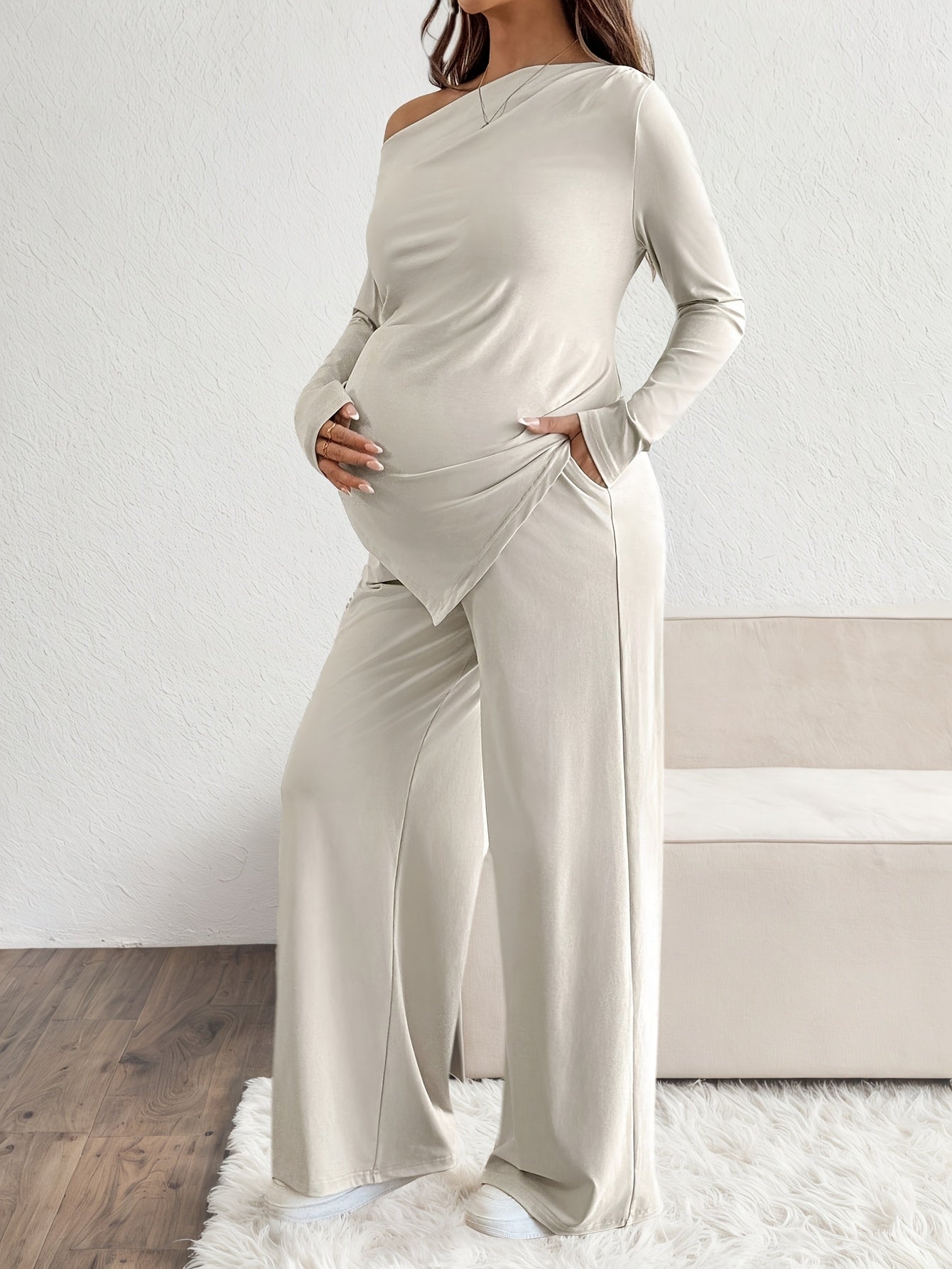 Jersey Maternity Set - Asymmetrical Top