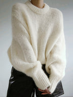 Cotton Lantern Sleeve Sweater - Round Neck