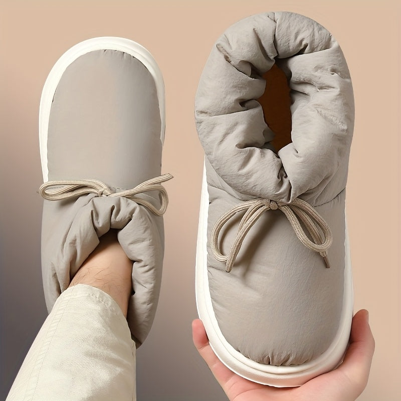 Fabric Lace Up Snow Boots - Warm