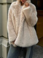 Beige Luxury Winter Coat for Women