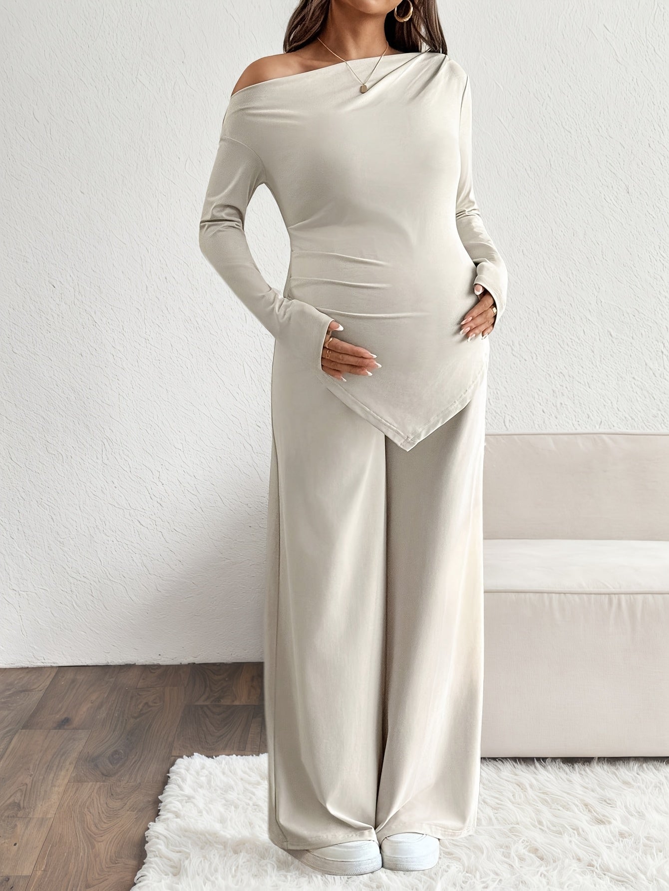 Jersey Maternity Set - Asymmetrical Top