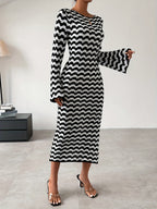 Black White Striped Dress - Long