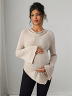 Cotton Maternity Drawstring T Shirt - Asymmetrical