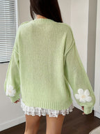 Floral Jacquard Sweater - Cozy Pullover