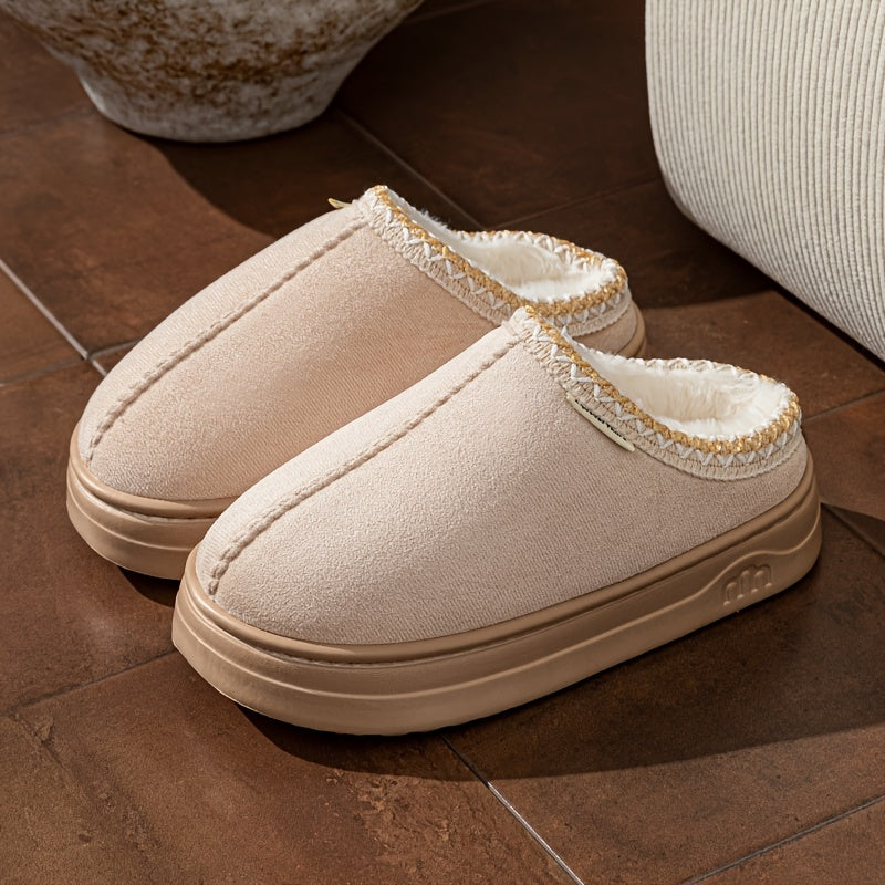 Fleece Warm Non Slip Slippers - Comfortable Indoor Winter Shoes