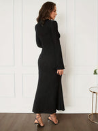 Black Maternity Dress - Bell Sleeve