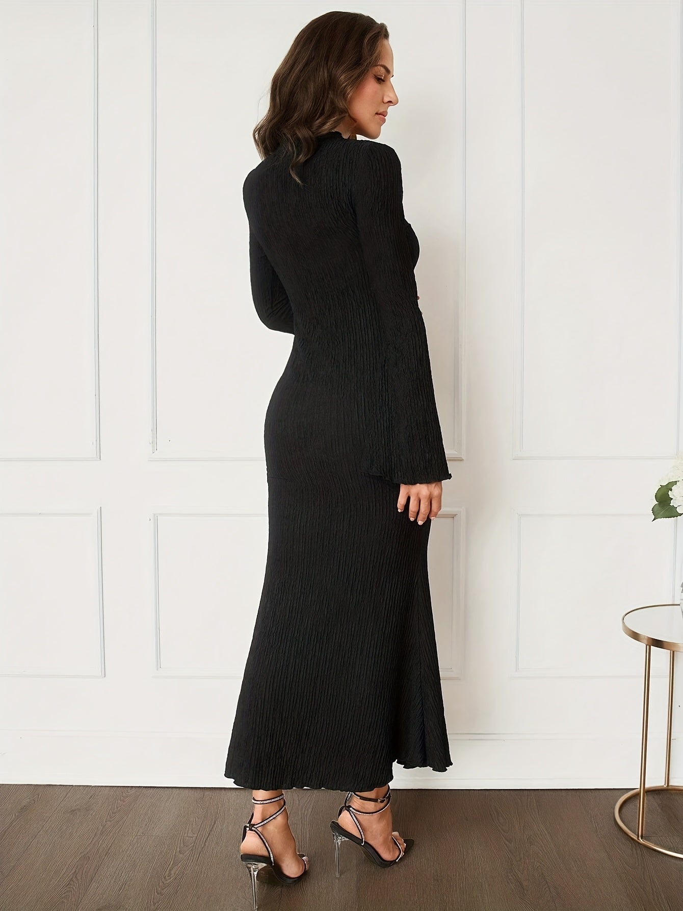 Black Maternity Dress - Bell Sleeve
