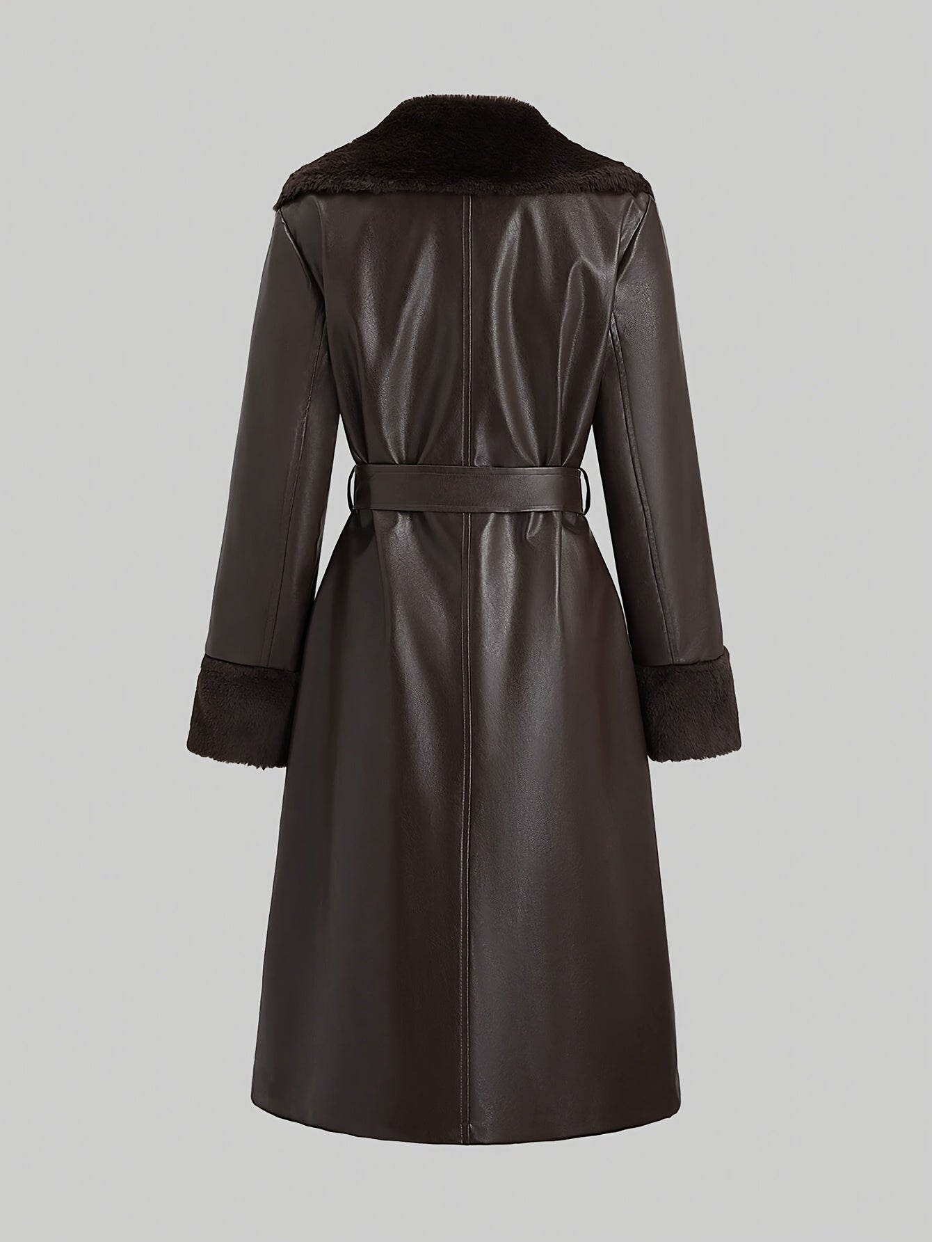 Women’s Faux Fabric Long Trench Coat - Classic Lightweight Outerwear