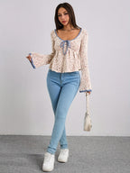 Cashmere V Neck Sweater - Flared Sleeves