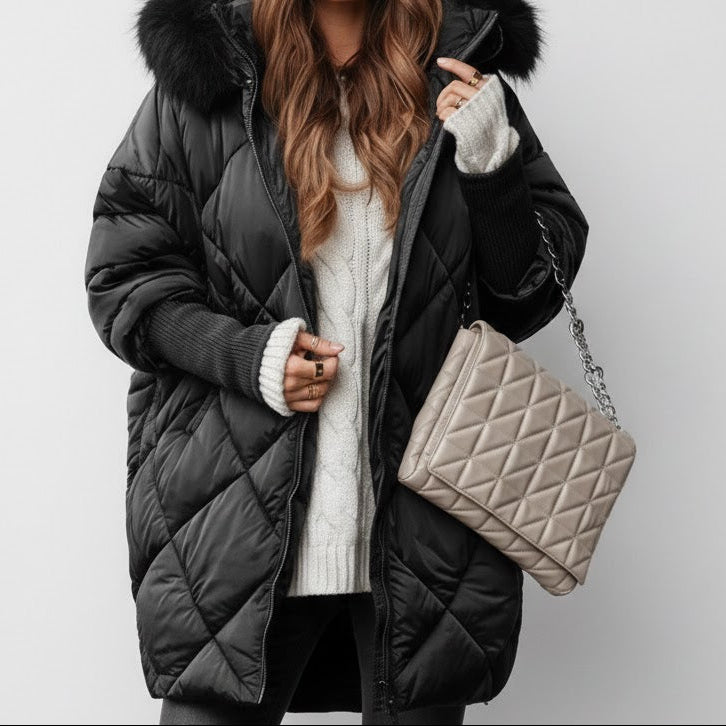 Women’s Quilted Hooded Puffer Coat – Lightweight Warm Winter Jacket